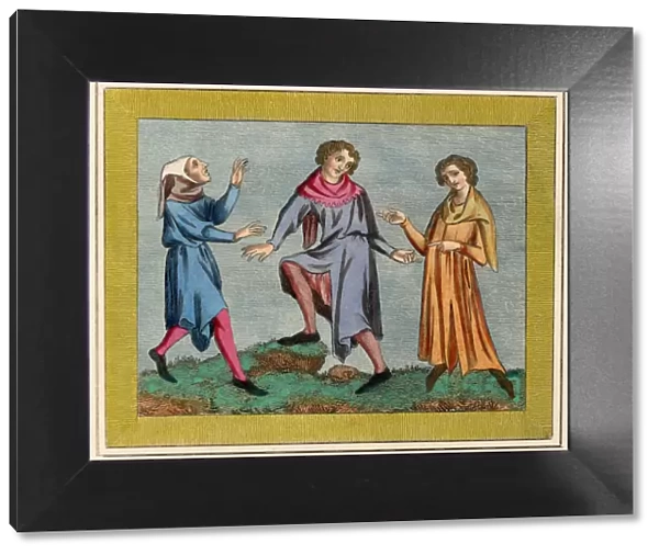 Three men in a field. Date: 14th century