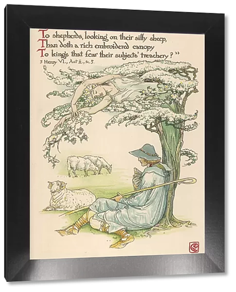 A shepherd rests beneath the shade of a hawthorn bush, wondering whether to play his