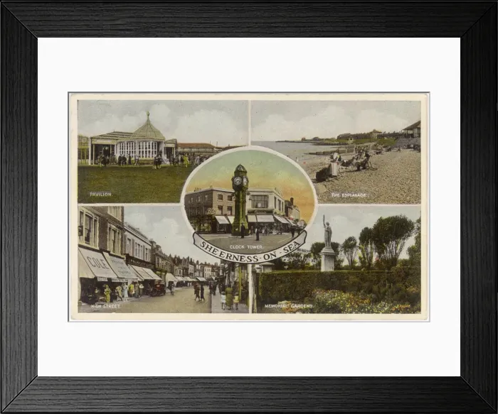 Framed Print : Sheerness, Kent: five views of the town: Esplanade, Pavilion, High Street Framed Print : Sheerness, Kent: five views of the town: Esplanade, Pavilion, High Street
