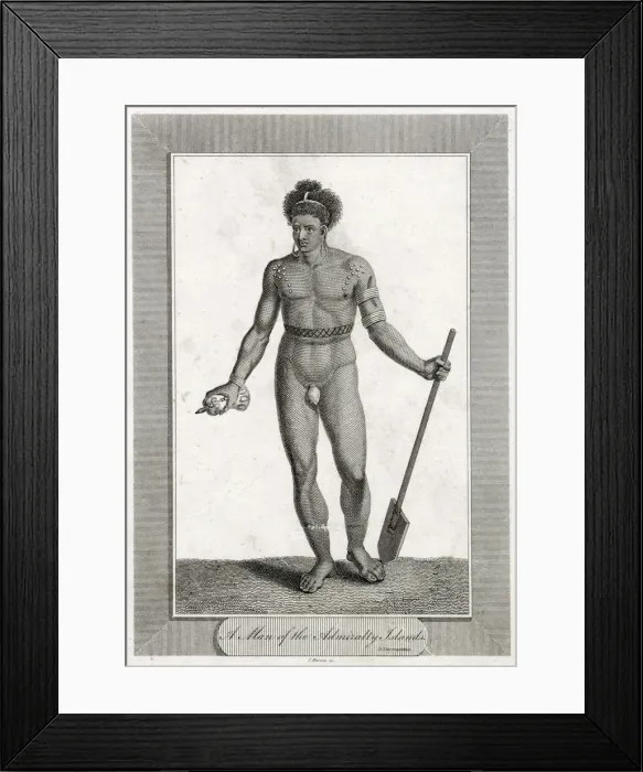 Framed Print : A man of the Admiralty Islands, wearing ear-rings and another in his nose Framed Print : A man of the Admiralty Islands, wearing ear-rings and another in his nose