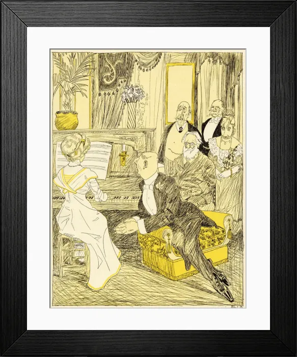 Framed Print : The daughter of the house plays for a family party. Date: 1910 Framed Print : The daughter of the house plays for a family party. Date: 1910