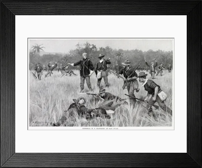 Framed Print : General Hs Hawkins at the Battle of San Juan. Date: 6 July 1898 Framed Print : General Hs Hawkins at the Battle of San Juan. Date: 6 July 1898
