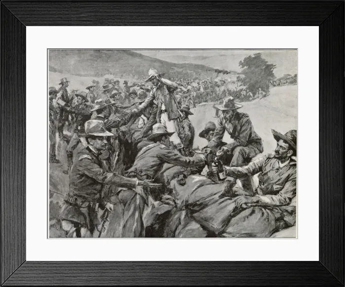 Framed Print : Rapprochement between Spanish and American forces following the surrender of Santiago Framed Print : Rapprochement between Spanish and American forces following the surrender of Santiago