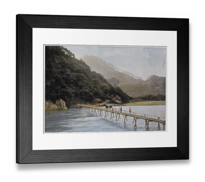 Framed Print : Sagami: footbridge over the Arakawa River Date: circa 1900 Framed Print : Sagami: footbridge over the Arakawa River Date: circa 1900