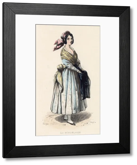 Framed Print : A young woman from Bordeaux Date: 1851 Framed Print : A young woman from Bordeaux Date: 1851