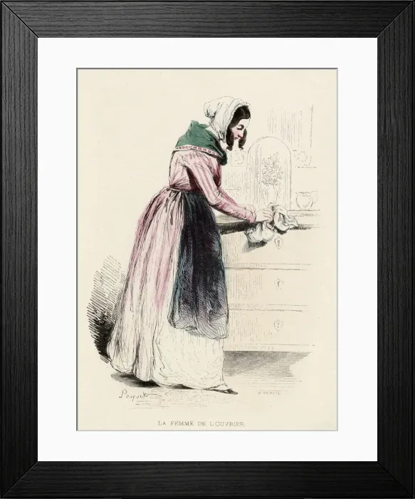 Framed Print : Wife of a Paris workman, doing her housework Date: 1850 Framed Print : Wife of a Paris workman, doing her housework Date: 1850
