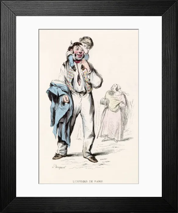 Framed Print : Paris workman with his wife and child Date: 1850 Framed Print : Paris workman with his wife and child Date: 1850