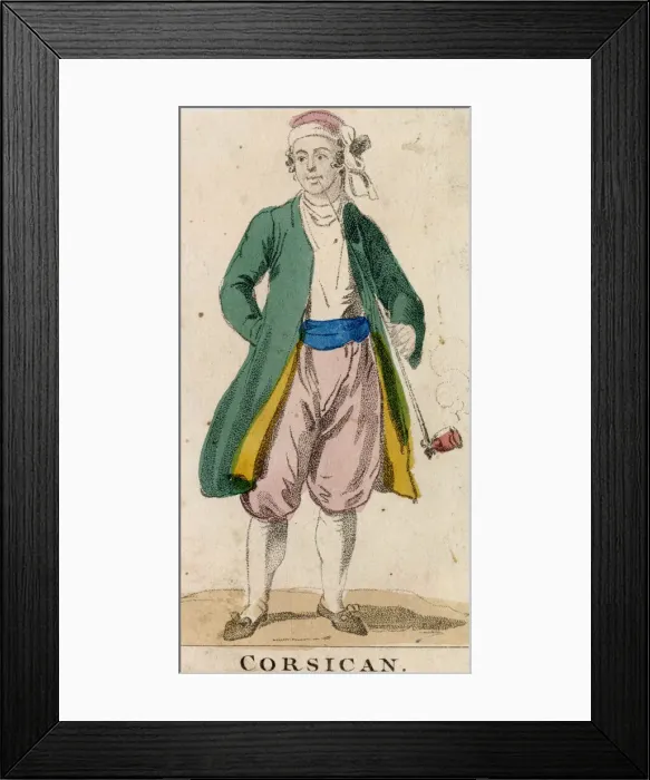Framed Print : Man from Corsica, smoking a long pipe Date: circa 1820 Framed Print : Man from Corsica, smoking a long pipe Date: circa 1820