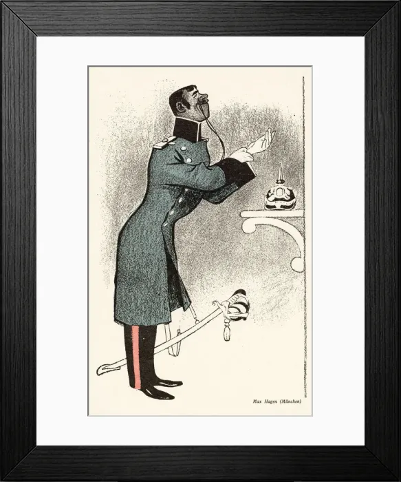 Framed Print : A German Lieutenant Don Juan type, getting ready to go out Date: 1902 Framed Print : A German Lieutenant Don Juan type, getting ready to go out Date: 1902