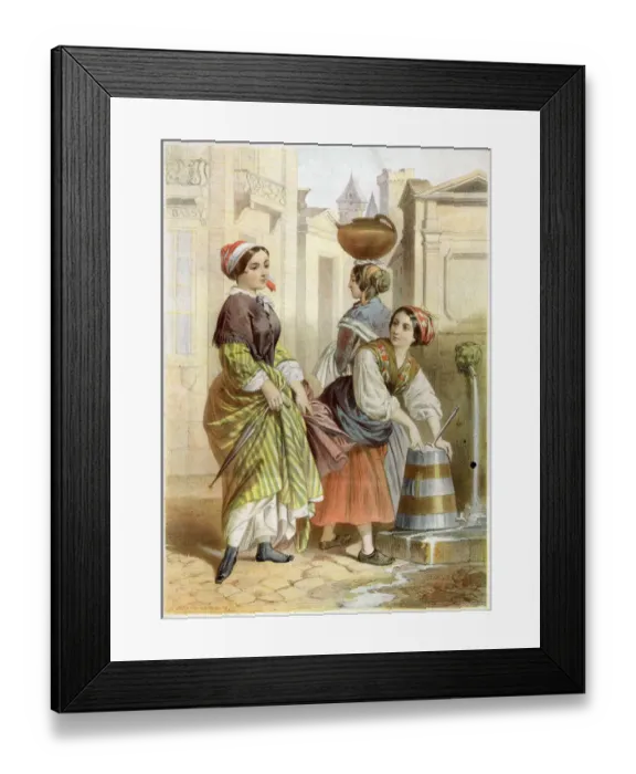 Framed Print : Three servant girls of Pau, southern France Date: circa 1850 Framed Print : Three servant girls of Pau, southern France Date: circa 1850