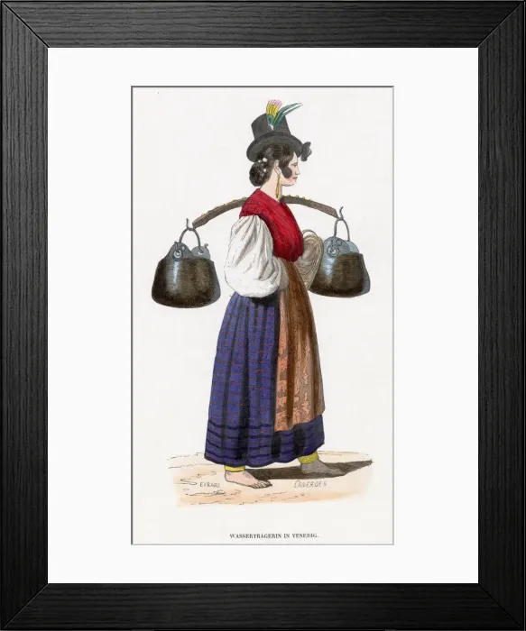 Framed Print : A Venetian woman, carrying water Date: circa 1860 Framed Print : A Venetian woman, carrying water Date: circa 1860
