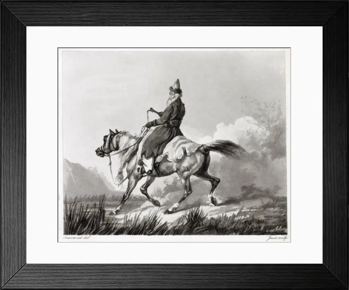 Framed Print : A Cossack on horseback, dressed in stolen clothes Date: circa 1830 Framed Print : A Cossack on horseback, dressed in stolen clothes Date: circa 1830