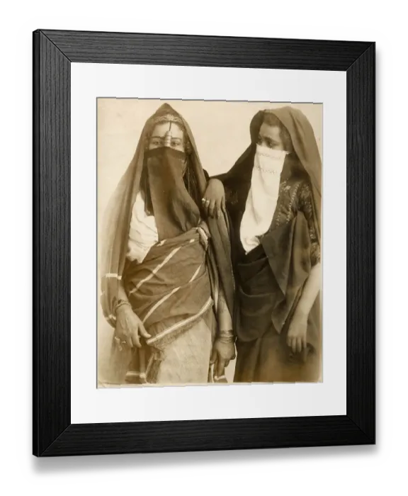 Framed Print : Two young Egyptian women wearing veils Date: late 19th century Framed Print : Two young Egyptian women wearing veils Date: late 19th century