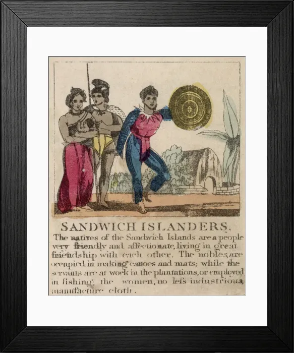 Framed Print : Hawaii: A group of Sandwich Islanders Date: circa 1830 Framed Print : Hawaii: A group of Sandwich Islanders Date: circa 1830