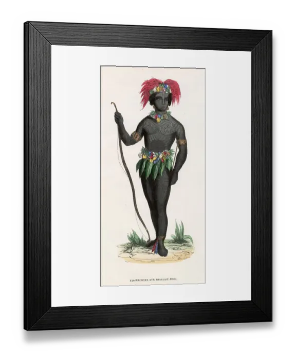 Framed Print : Massacre Islands: a native man with tattooed body Date: mid-19th century Framed Print : Massacre Islands: a native man with tattooed body Date: mid-19th century