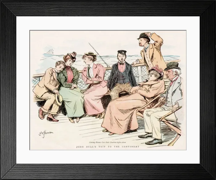 Framed Print : Passengers feeling poorly as the Channel boat pitches... Date: 1897 Framed Print : Passengers feeling poorly as the Channel boat pitches... Date: 1897