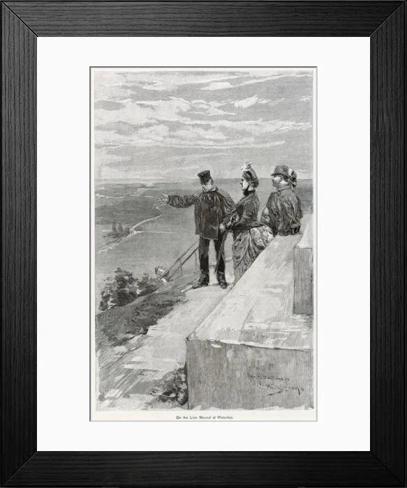 Framed Print : Waterloo : a guide explains to tourists visiting the battlefield just where the actions Framed Print : Waterloo : a guide explains to tourists visiting the battlefield just where the actions