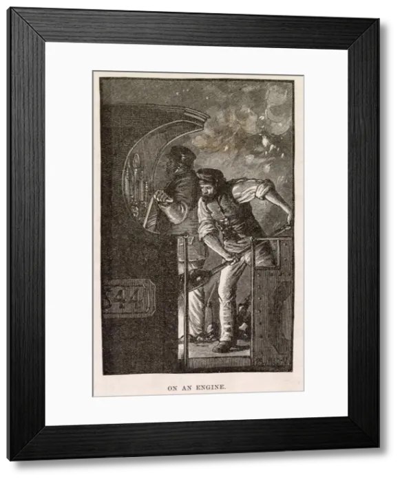 Framed Print : Driver and stoker on the footplate of a night train : by now Framed Print : Driver and stoker on the footplate of a night train : by now