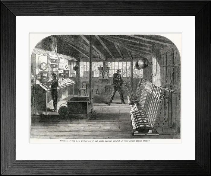 Framed Print : Operating the levers in the signal box at London Bridge Framed Print : Operating the levers in the signal box at London Bridge