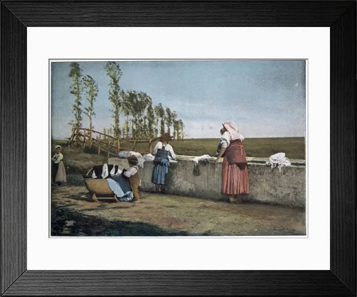 Framed Print : Women washing at the fountain in the Roman campagna. Date: 1890s Framed Print : Women washing at the fountain in the Roman campagna. Date: 1890s