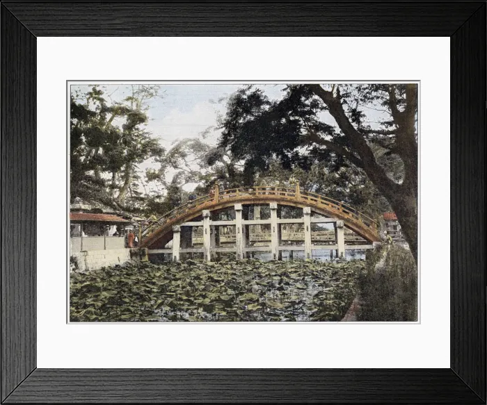 Framed Print : The ornate yet functional Sumiyoshi Bridge at Osaka. Date: 1890s Framed Print : The ornate yet functional Sumiyoshi Bridge at Osaka. Date: 1890s