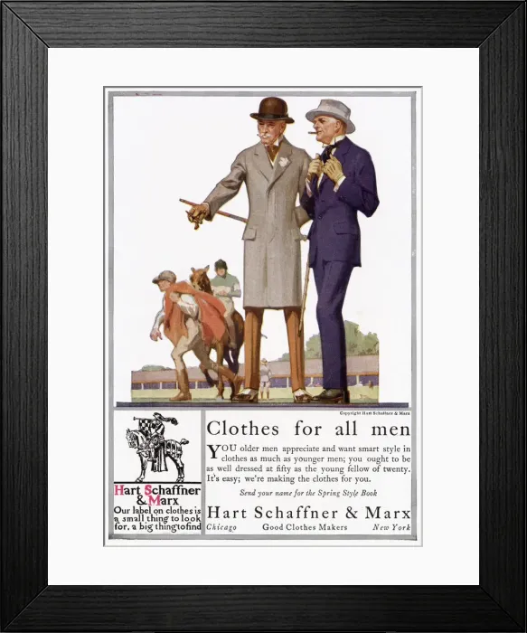 Framed Print : American men wear: cravat, fly-fronted overcoat, wing collar, spats, bowler hat Framed Print : American men wear: cravat, fly-fronted overcoat, wing collar, spats, bowler hat