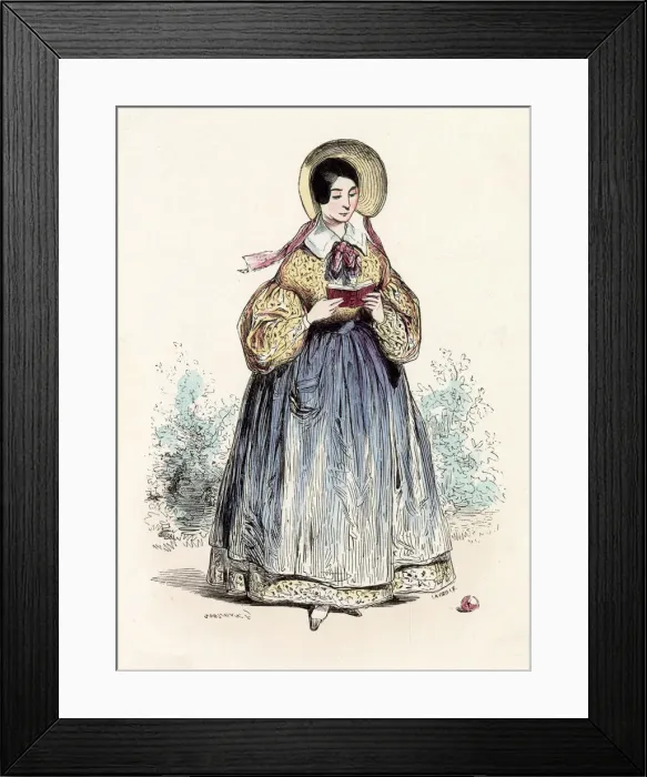 Framed Print : A French schoolgirl. Date: 1851 Framed Print : A French schoolgirl. Date: 1851