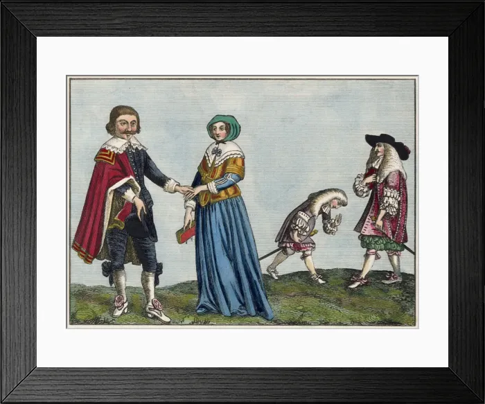 Framed Print : An historical overview of the costume of the 17th century. Date: 17th century Framed Print : An historical overview of the costume of the 17th century. Date: 17th century