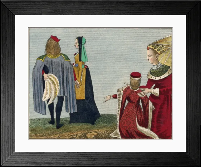 Framed Print : Second half of C15th. Man: demi-gown with hanging sleeves Framed Print : Second half of C15th. Man: demi-gown with hanging sleeves