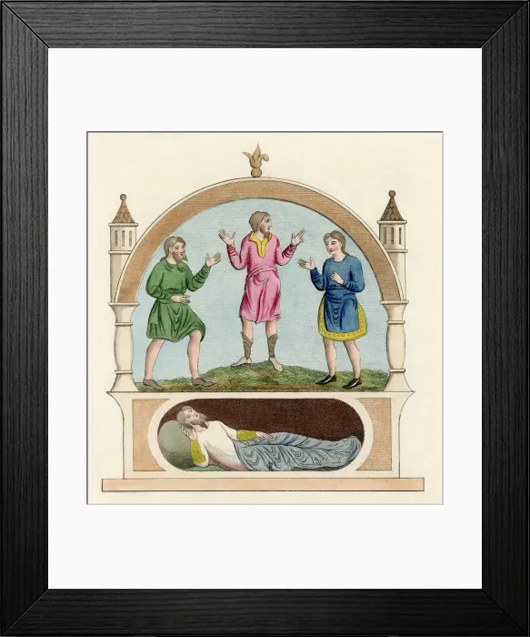 Framed Print : Anglo-Saxons: short tunic with girdle & short vertical slit from the neck Framed Print : Anglo-Saxons: short tunic with girdle & short vertical slit from the neck