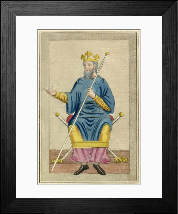Framed Print : Anglo-Saxon king in a habit of state wears a long tunic & a roc or super-tunic