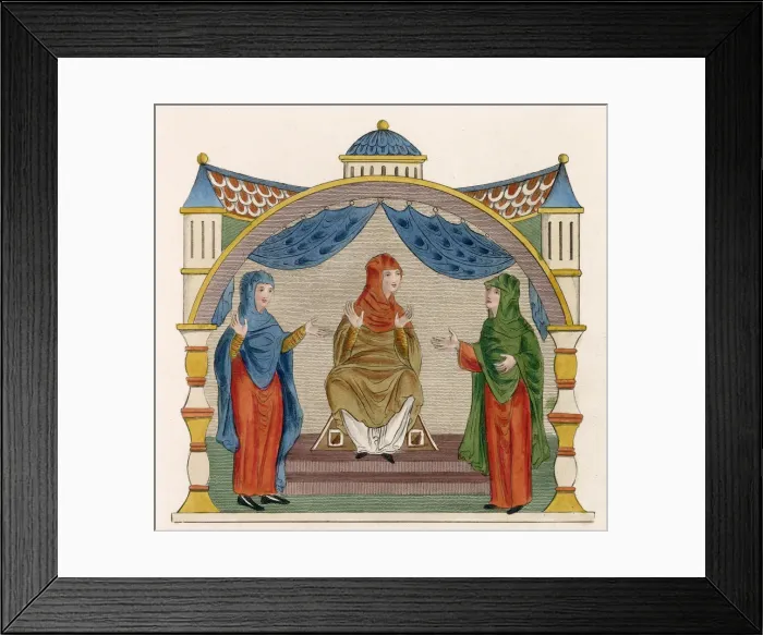 Framed Print : Anglo-Saxon women wear tunics over which are worn super- tunics or rocs & mantles Framed Print : Anglo-Saxon women wear tunics over which are worn super- tunics or rocs & mantles