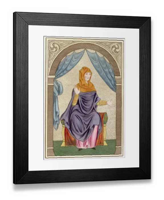 Framed Print : Anglo-Saxon lady in a pink tunic or kirtle underneath a purple draped mantle Framed Print : Anglo-Saxon lady in a pink tunic or kirtle underneath a purple draped mantle