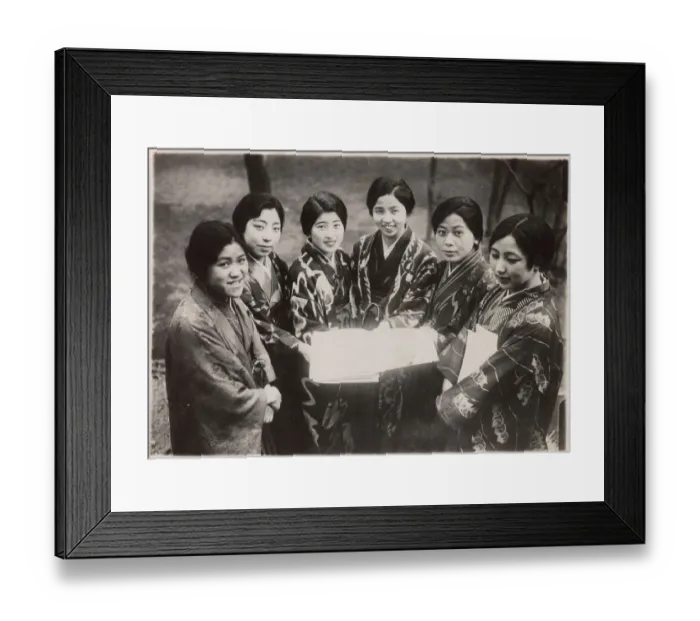 Framed Print : Six female Japanese music students in traditional dress. Date: 1930s Framed Print : Six female Japanese music students in traditional dress. Date: 1930s
