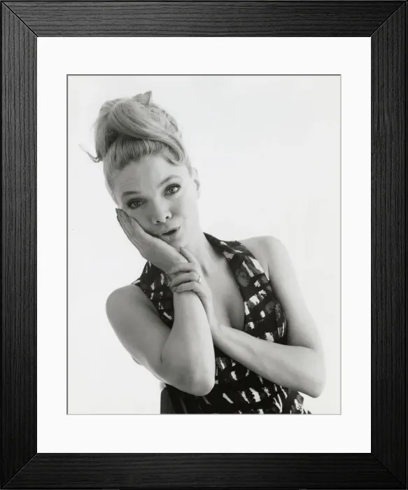 Framed Print : Head and shoulders portrait of a blonde model. Date: late 1960s Framed Print : Head and shoulders portrait of a blonde model. Date: late 1960s