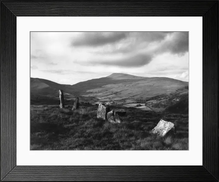 Framed Print : Cerrig Duon prehistoric standing stone circle, on a mountain top near Craig-y-Nos Framed Print : Cerrig Duon prehistoric standing stone circle, on a mountain top near Craig-y-Nos