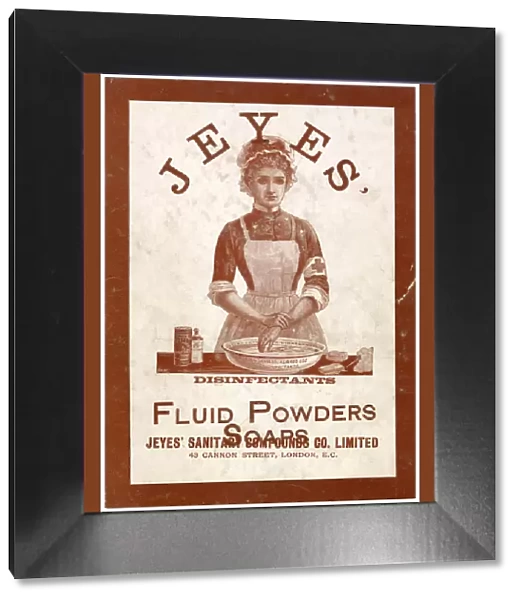 Jeyes disinfectant in different forms, fluid, powder and bar soap. Date: 1890s