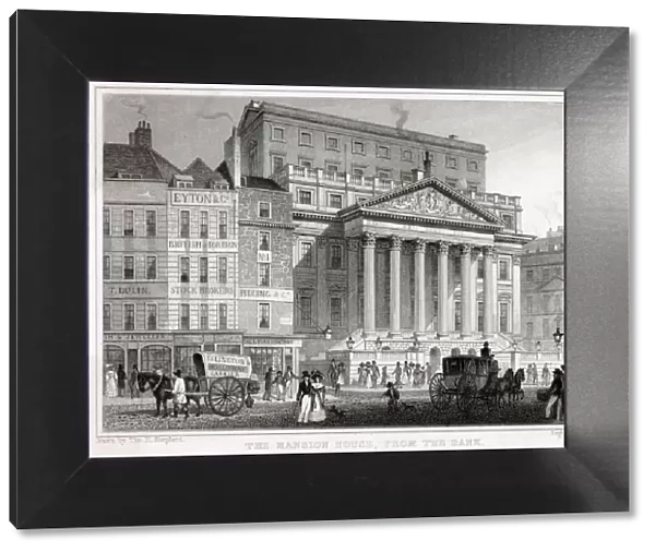 Mansion House from the Bank, London. Date: 1830