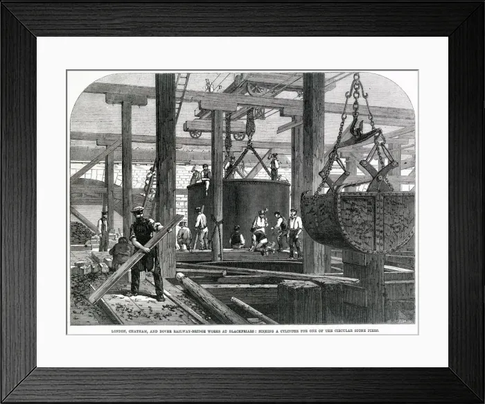 Framed Print : The works for the London, Chatham and Dover Railway Bridge at Blackfriars, London Framed Print : The works for the London, Chatham and Dover Railway Bridge at Blackfriars, London