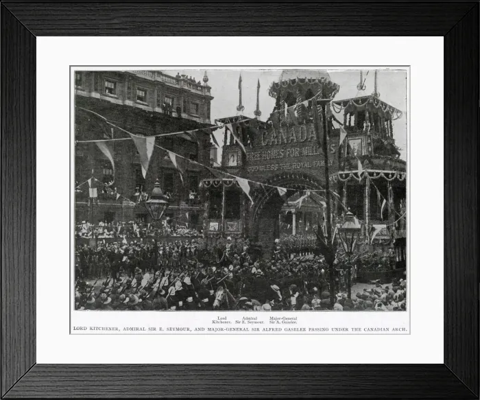Framed Print : Lord Kitchener, Admiral Sir E Seymour and Major-General Sir Alfred Gaselee passing under