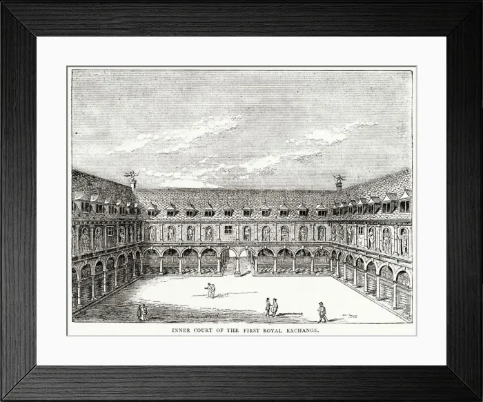 Framed Print : The courtyard of Thomas Greshams Royal Exchange, modelled on the bourse at Antwerp Framed Print : The courtyard of Thomas Greshams Royal Exchange, modelled on the bourse at Antwerp