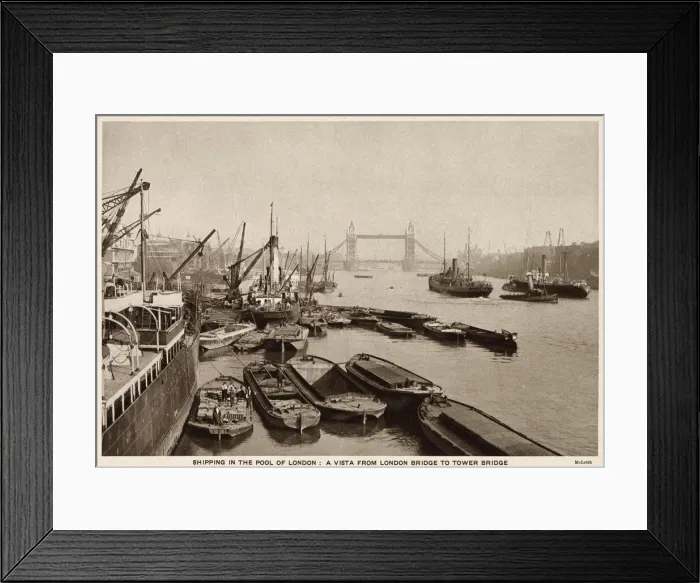 Framed Print : Shipping on the River Thames, London, view from London Bridge looking towards Tower Framed Print : Shipping on the River Thames, London, view from London Bridge looking towards Tower