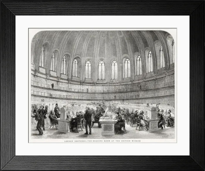 Framed Print : Interior of the Reading Room, British Museum, London. Date: 1875 Framed Print : Interior of the Reading Room, British Museum, London. Date: 1875