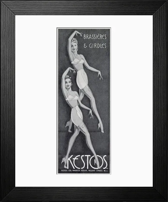 Framed Print : Advertisement for womens undergarments. Date: 1940 Framed Print : Advertisement for womens undergarments. Date: 1940