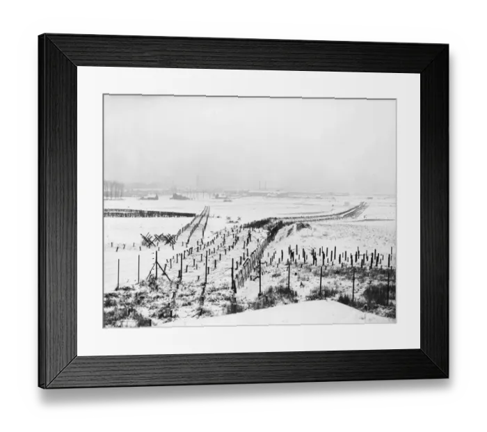 Framed Print : Anti-tank obstacle, looking north from pillbox 766522 towards Halliun Framed Print : Anti-tank obstacle, looking north from pillbox 766522 towards Halliun
