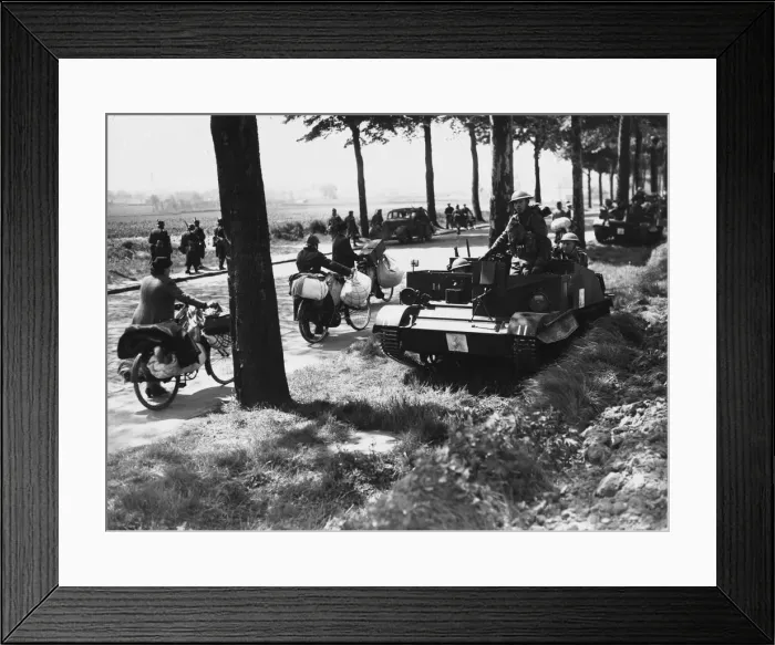 Framed Print : British troops halted by the wayside with their Bren carrier Framed Print : British troops halted by the wayside with their Bren carrier
