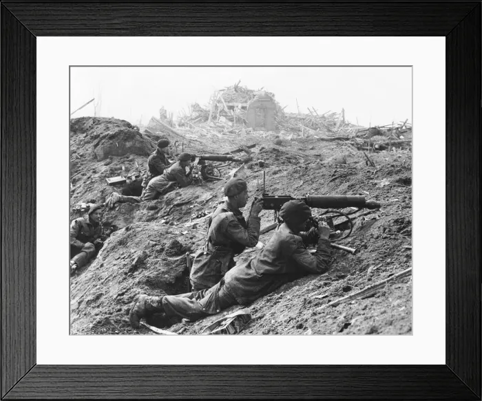 Framed Print : British troops in position in Belgium during World War II Date: 1939-1945 Framed Print : British troops in position in Belgium during World War II Date: 1939-1945