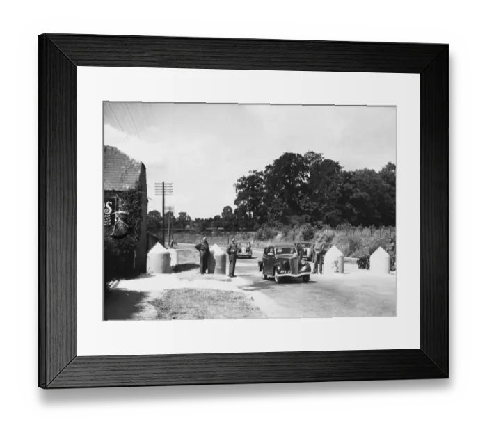 Framed Print : Concrete barricades at Findon, West Sussex during World War II Date: June 1940 Framed Print : Concrete barricades at Findon, West Sussex during World War II Date: June 1940