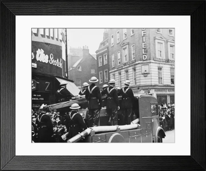 Framed Print : London Auxiliary Fire Brigade on parade during World War II Date: 1939-1945 Framed Print : London Auxiliary Fire Brigade on parade during World War II Date: 1939-1945