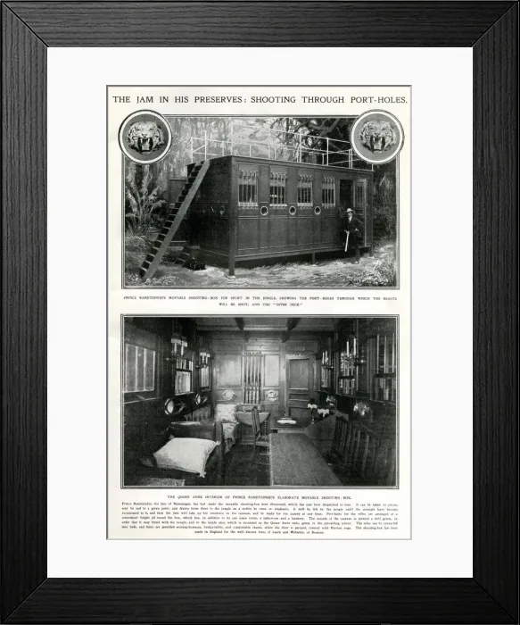 Framed Print : Exterior and interior of Prince Ranjitsinhjis portable shooting-box Framed Print : Exterior and interior of Prince Ranjitsinhjis portable shooting-box